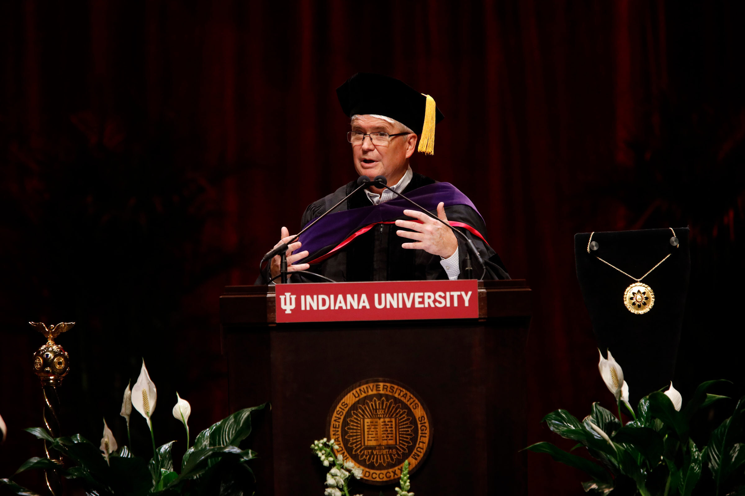 Mayor Hamilton delivering remarks at IU Inauguration