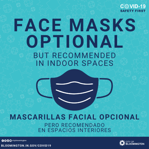As of March 5, 2022, the use of face masks is optional, but recommended, in all indoor Parks and Recreation facilities.
