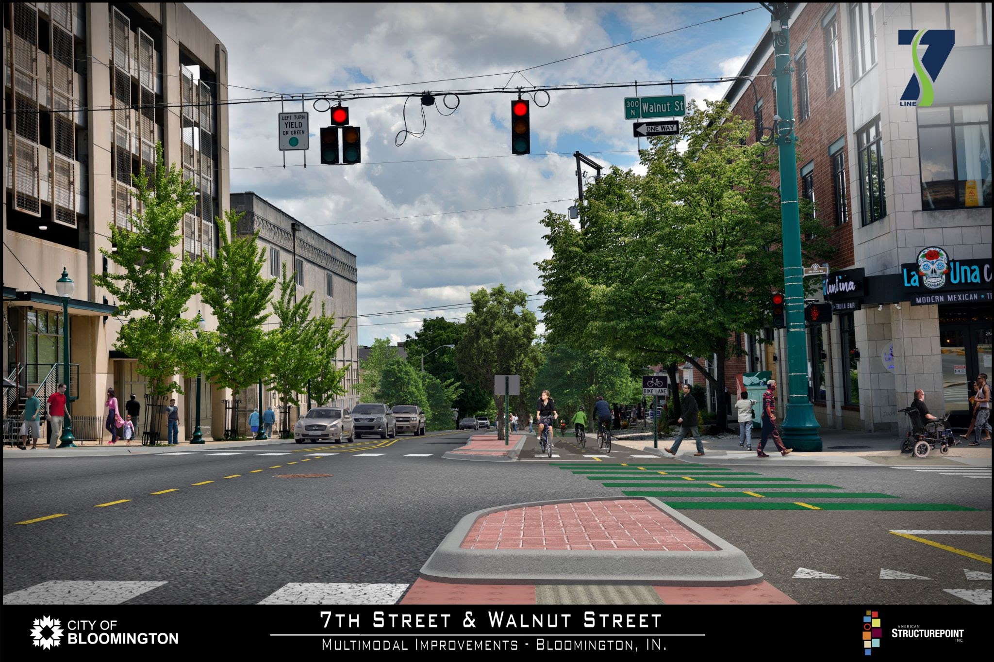 7th and Walnut intersection after completion of the 7-Line improvements