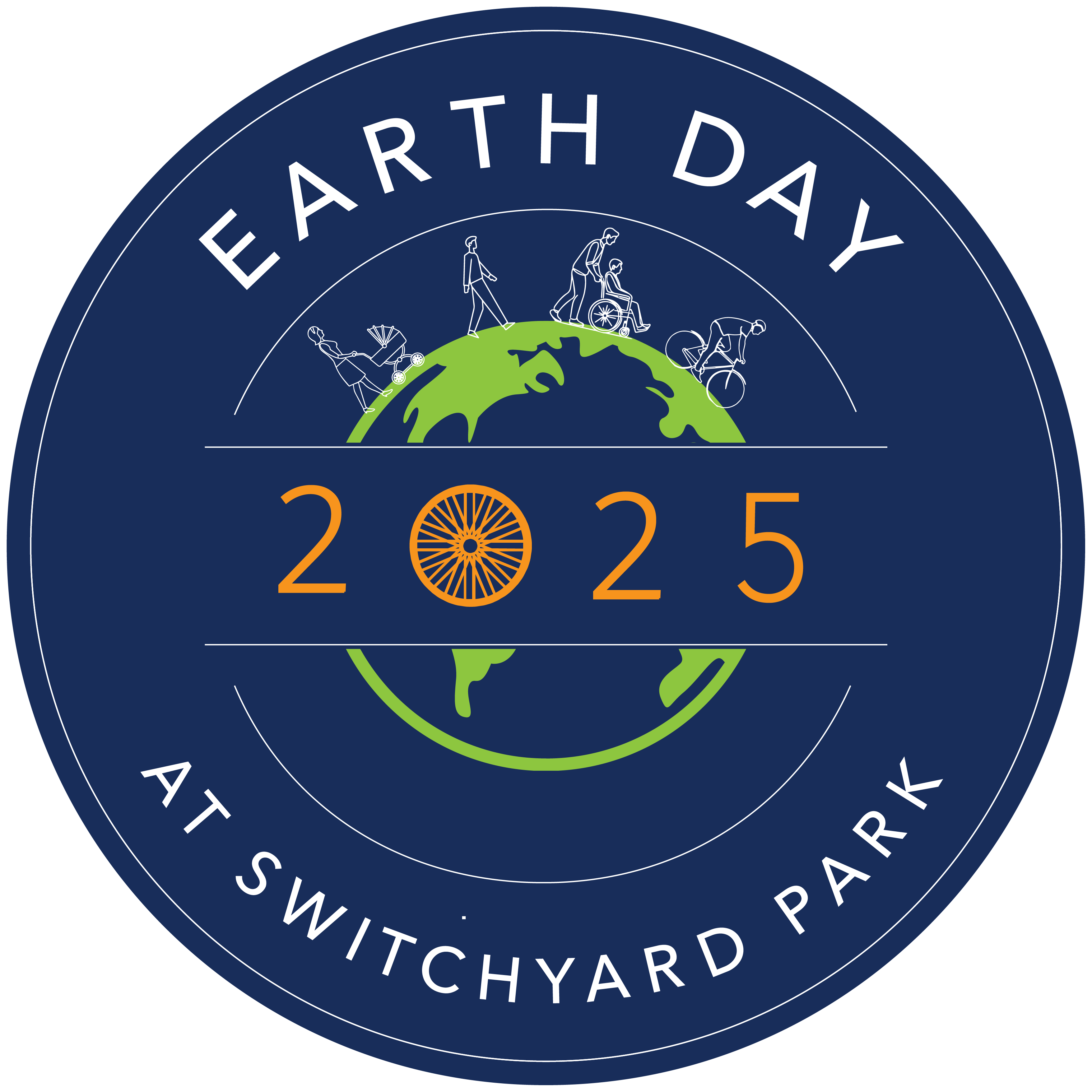 Logo for Earth Day 2025 at Switchyard Park