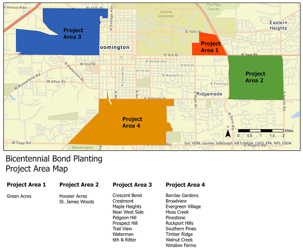 Bicentennial bond tree planting project area map