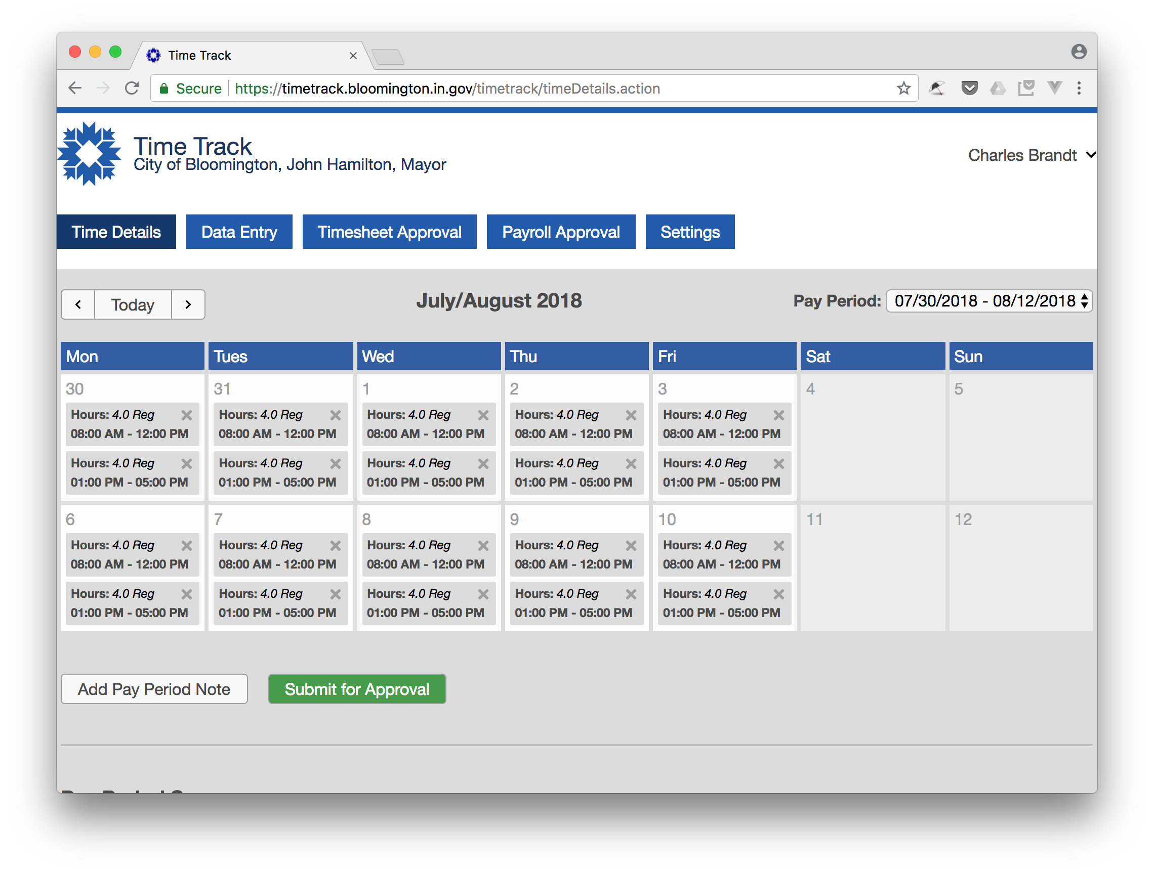 Web-based calendar entry interface