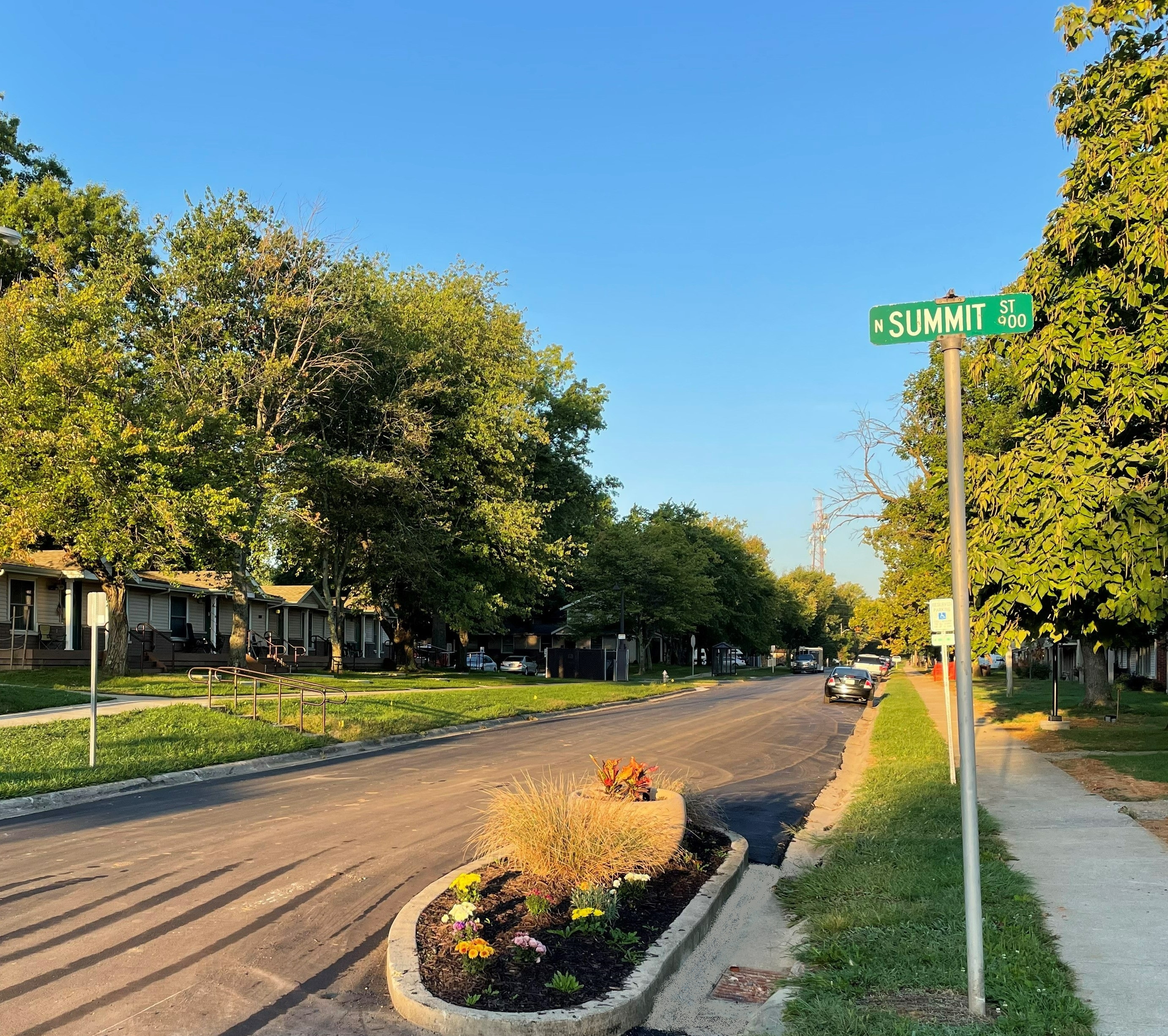 Newly installed traffic calming near Summit Ave