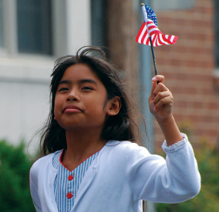 Girl with American flag