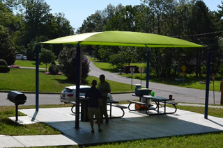 Shaded seating at Park Ridge Park