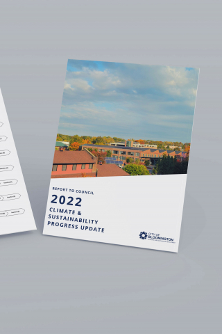 Mockup of the Climate Action Plan Progress Report on light gray background