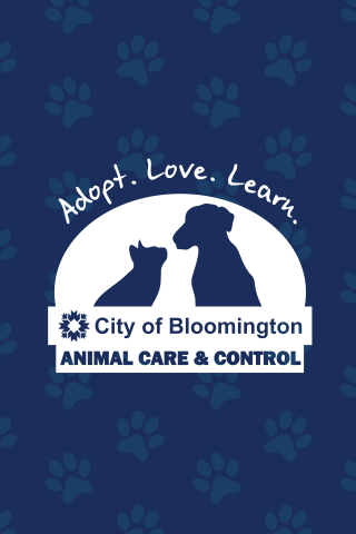 animal control logo on dark blue background with light blue paws