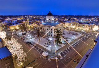 Canopy of Lights, Monroe County Courthouse square lit up for the holidays