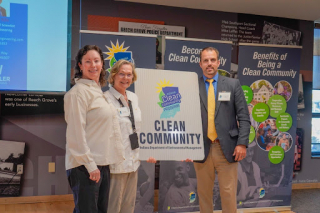 L to R - Clean Community Program Manager Melissa Shaber, Bloomington Stormwater Education Specialist Kriste Lindberg, and IDEM Commissioner Brian Rockensuess.jpg