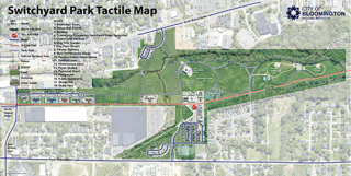 Draft graphic of the tactile map at Switchyard Park 2025