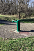 Green drinking fountain at Winslow Woods Park