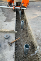 Bollards being installed at City Hall