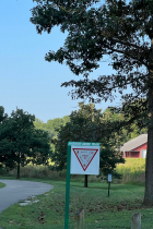 Goat Farm barn and Jackson Creek Trail from Winslow High Rogers roundabout