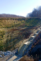 Griffy Lake Dam stair access to trail crossing Dec 2023