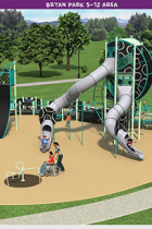 Artist rendering of new Bryan Park playground February 2024